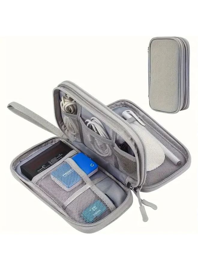 Black Portable Cable Storage Bag Multi Compartment Travel Case For Cables Chargers - Image 5